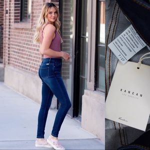 KanCan Dark High Rise Distressed Skinny Jeans 7 27